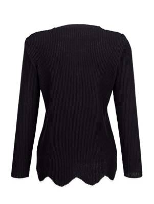 Pullover Kontrastverarbeitung langarm uni Gerade blickdicht Kunstfaser Pullover