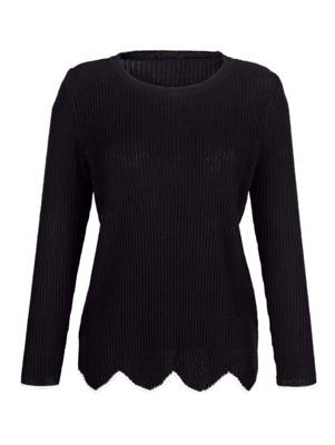 Pullover Kontrastverarbeitung langarm uni Gerade blickdicht Kunstfaser Pullover 2