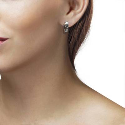 Paar Creolen Silber 925/- rot-weiss Optik 1 Zirkonia Creolen 2