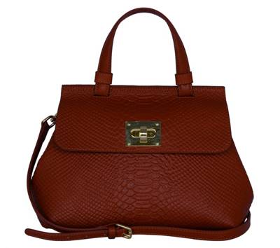 Silvio Tossi Lederhandtasche mit Anakonda-Prägung Handtaschen