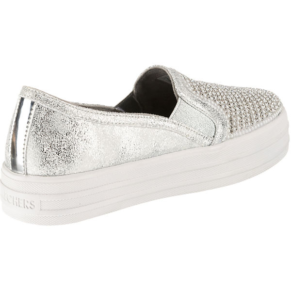 SKECHERS DOUBLE UP SHINY DANCER Klassische Slipper silber beliebte Gute Qualität beliebte Schuhe d6884d SKECHERS DOUBLE UP SHINY DANCER Klassische Slipper silber beliebte Gute Qualität beliebte Schuhe d6884d