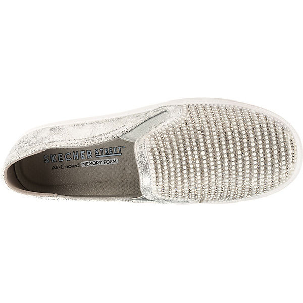 SKECHERS DOUBLE UP SHINY DANCER Klassische Slipper silber beliebte Gute Qualität beliebte Schuhe d6884d SKECHERS DOUBLE UP SHINY DANCER Klassische Slipper silber beliebte Gute Qualität beliebte Schuhe d6884d