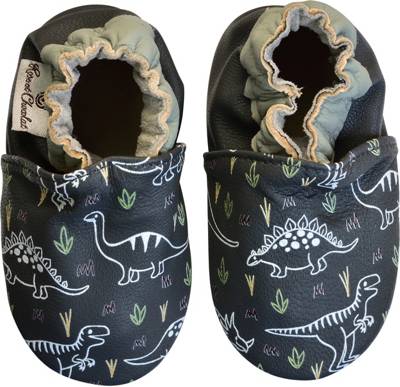 Krabbelschuhe DINO GREY, Classic Z, für Jungen, Dinosaurier