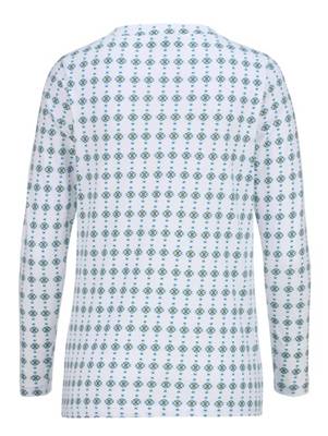 Tunika Kontrastverarbeitung langarm grafisch Figurnah blickdicht Baumwolle Kurzarmblusen 2