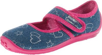 Fischer Markenschuh, Hausschuhe für Mädchen, blue denim Hausschuhe für Mädchen, Schmetterling, Fischer Markenschuh