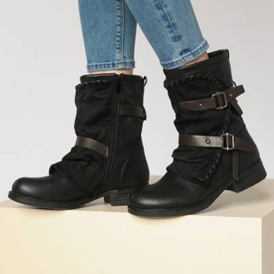 slouchy biker boots