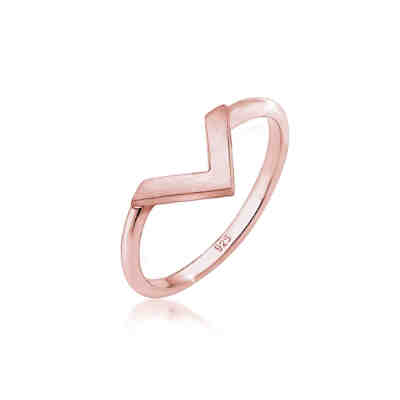 Elli Ring Geo V-Form Basic Matt Minimal Trend 925 Silber Ringe