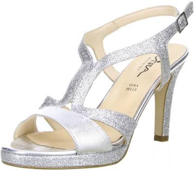 Damen Glitzer Sandaletten silber Klassische Sandaletten
