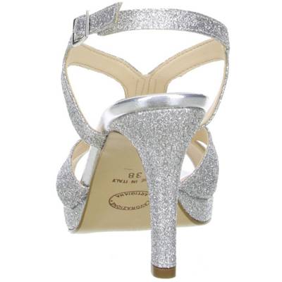 Damen Glitzer Sandaletten silber Klassische Sandaletten 2