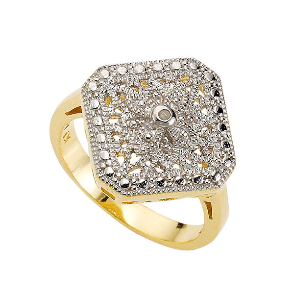 Ring 925/- Sterling Silber Diamant 0,01ct. Diamant rhodiniert (teil) Ringe