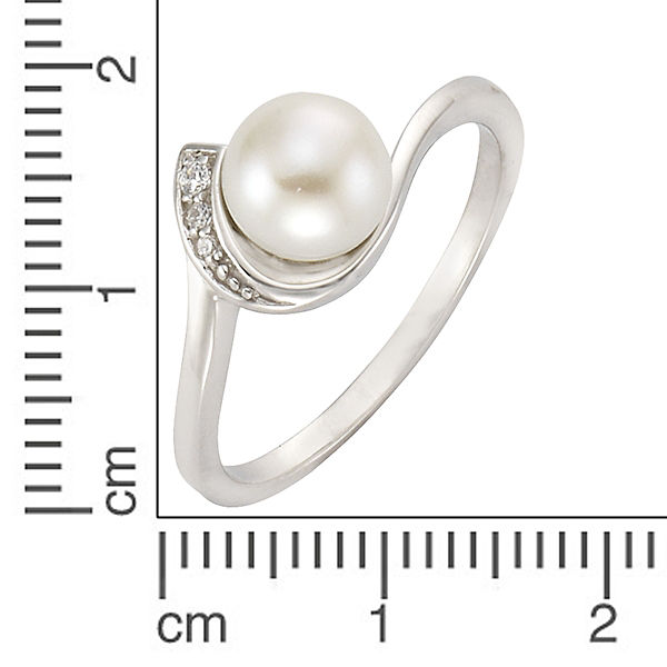 Accessoires Ringe Zeeme Ring 925/- Sterling Silber Perle Zirkonia weiß Zirkonia rhodiniert Ringe weiß