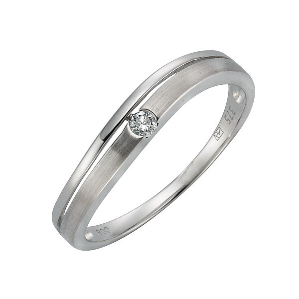 Accessoires Ringe Diamonds by Ellen K. Ring 375/- Weißgold Brillant 0 06ct. Brillant rhodiniert Ringe weiß