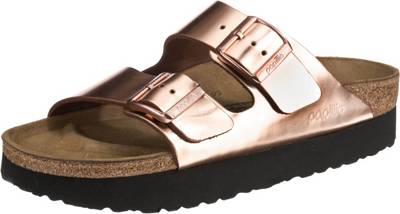 Papillio by BIRKENSTOCK, Arizona Birko Flor schmal Plateau Pantoletten, schwarzweiß Papillio by BIRKENSTOCK, Arizona Birko Flor schmal Plateau Pantoletten, schwarzweiß