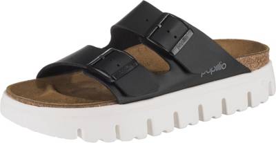 Papillio by BIRKENSTOCK, Arizona Birko Flor schmal Plateau Pantoletten, schwarzweiß Papillio by BIRKENSTOCK, Arizona Birko Flor schmal Plateau Pantoletten, schwarzweiß