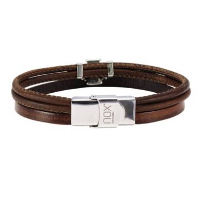 nox Armband Leder braun Edelstahl TotenkopfArmbänder 2