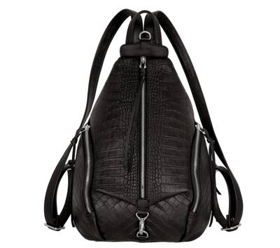 Silvio Tossi Leder-Rucksack mit Krokodil-Prägung Tagesrucksäcke