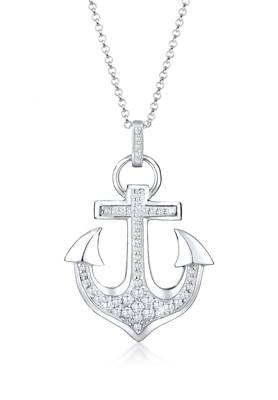 Elli Halskette Anker Hafen Zirkonia 925 Sterling Silber Halsketten