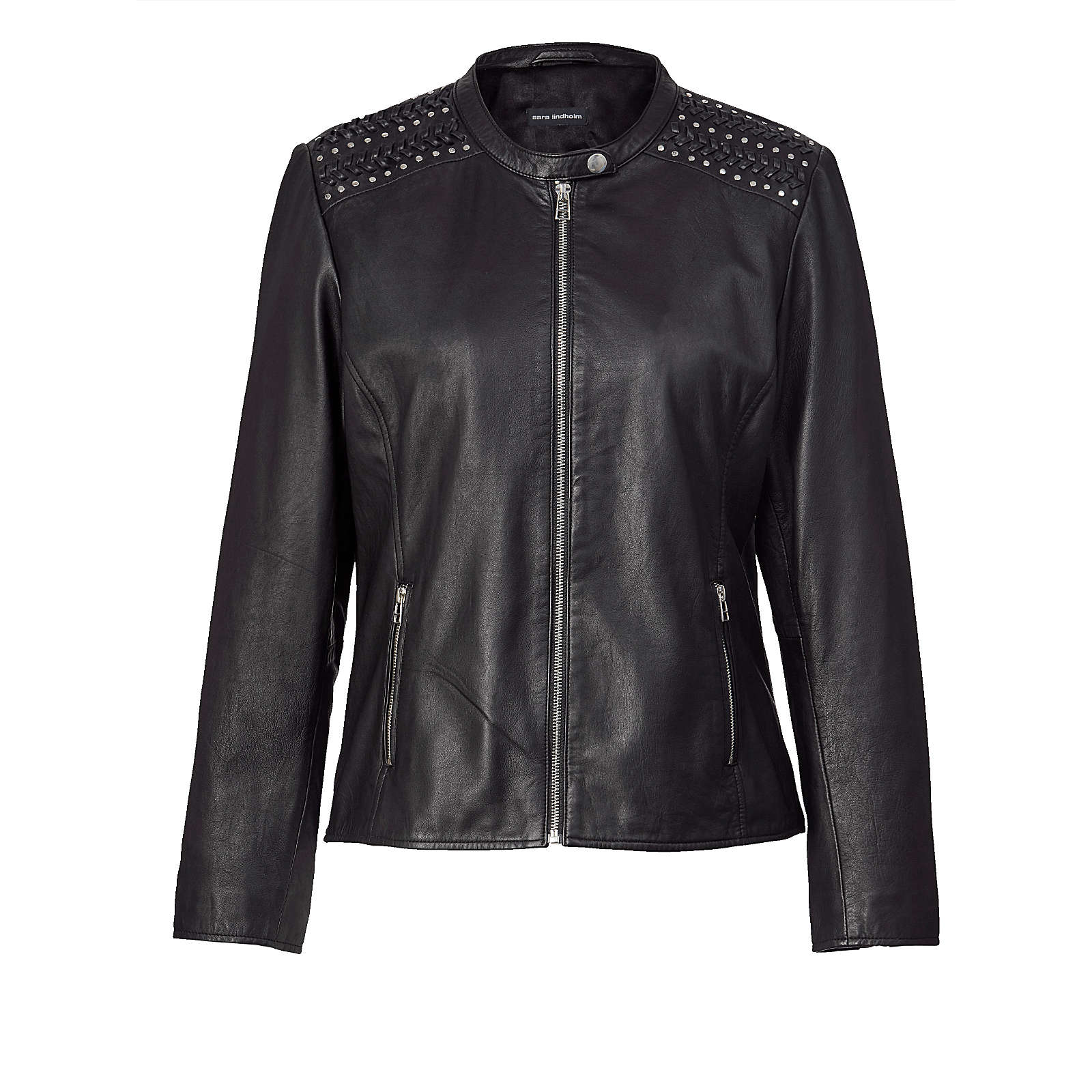 Sara Lindholm Lederjacke schwarz Damen Gr. 52 Sara Lindholm Lederjacke schwarz Damen Gr. 52