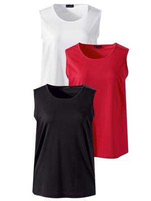 3er Pack Tops ärmellos uni Gerade blickdicht Kunstfaser,Baumwolle Tops