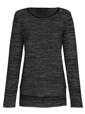 Pullover Glitzereffekt langarm uni Figurumspielend blickdicht Baumwolle Pullover