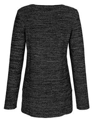 Pullover Glitzereffekt langarm uni Figurumspielend blickdicht Baumwolle Pullover 2