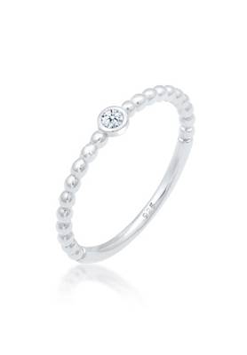 Elli PREMIUM Ring Verlobung Geo Kugeln Diamant (0.03ct) 925er Silber Ringe