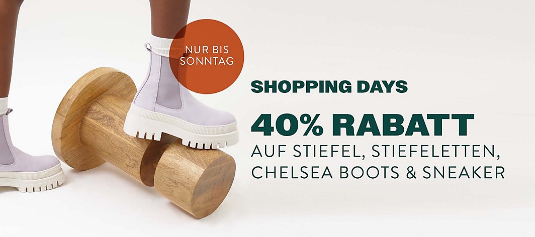 40% Rabatt auf Sneaker, Stiefel, Stiefeletten & Chelsea Boots!