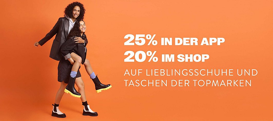 20% Rabatt im Shop 25% in der App auf Schuhe & Taschen!